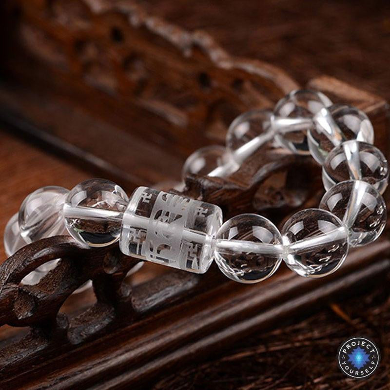 Clear Quartz Mantra Bracelet for Clarity and Focus