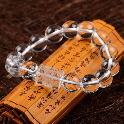 Clear Quartz Mantra Bracelet for Clarity and Focus