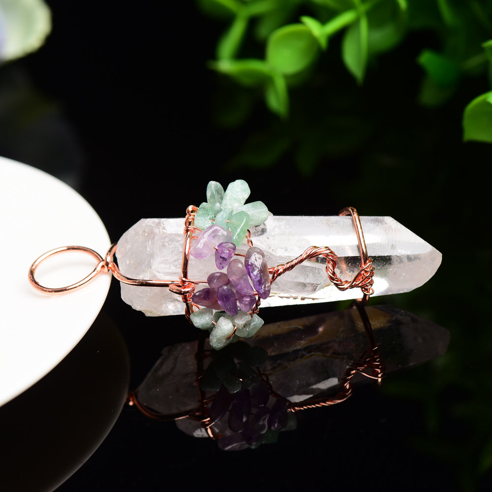 Clear Quartz Tree of Life Pendant Healing Crystal 30g