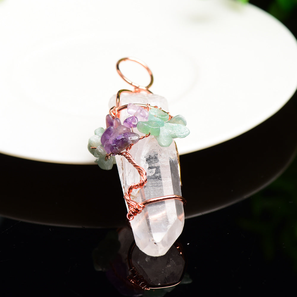 Clear Quartz Tree of Life Pendant Healing Crystal 30g