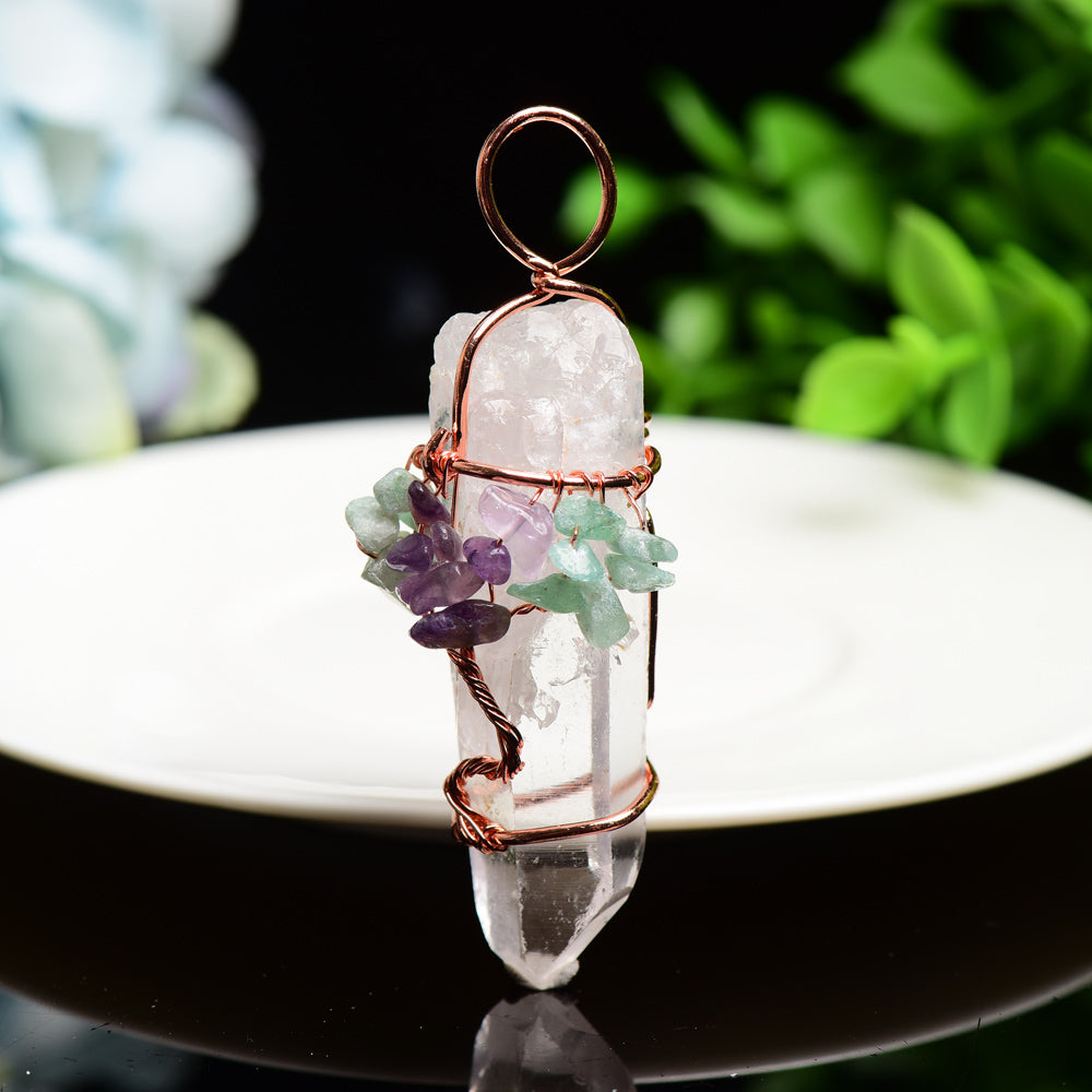 Clear Quartz Tree of Life Pendant Healing Crystal 30g