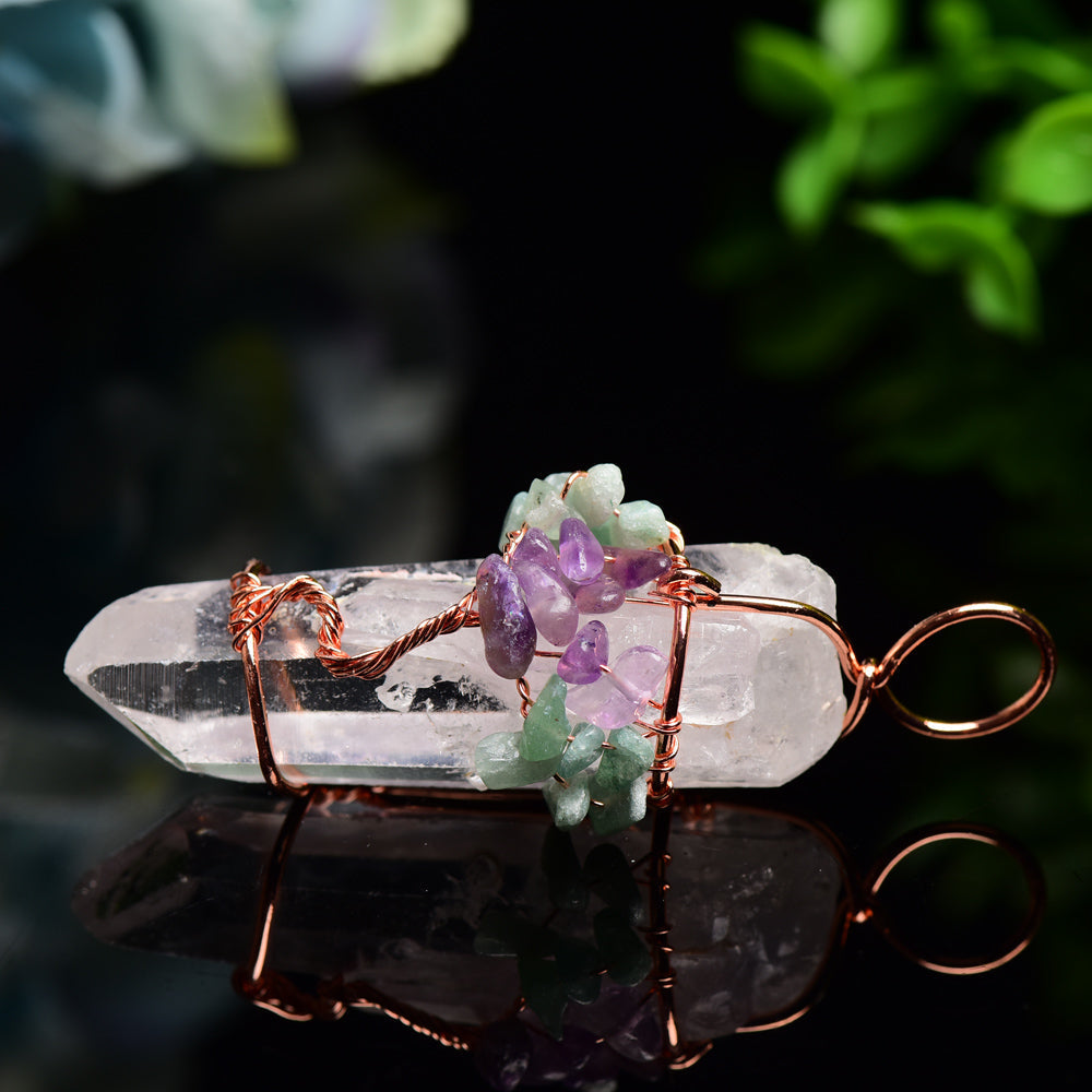 Clear Quartz Tree of Life Pendant Healing Crystal 30g