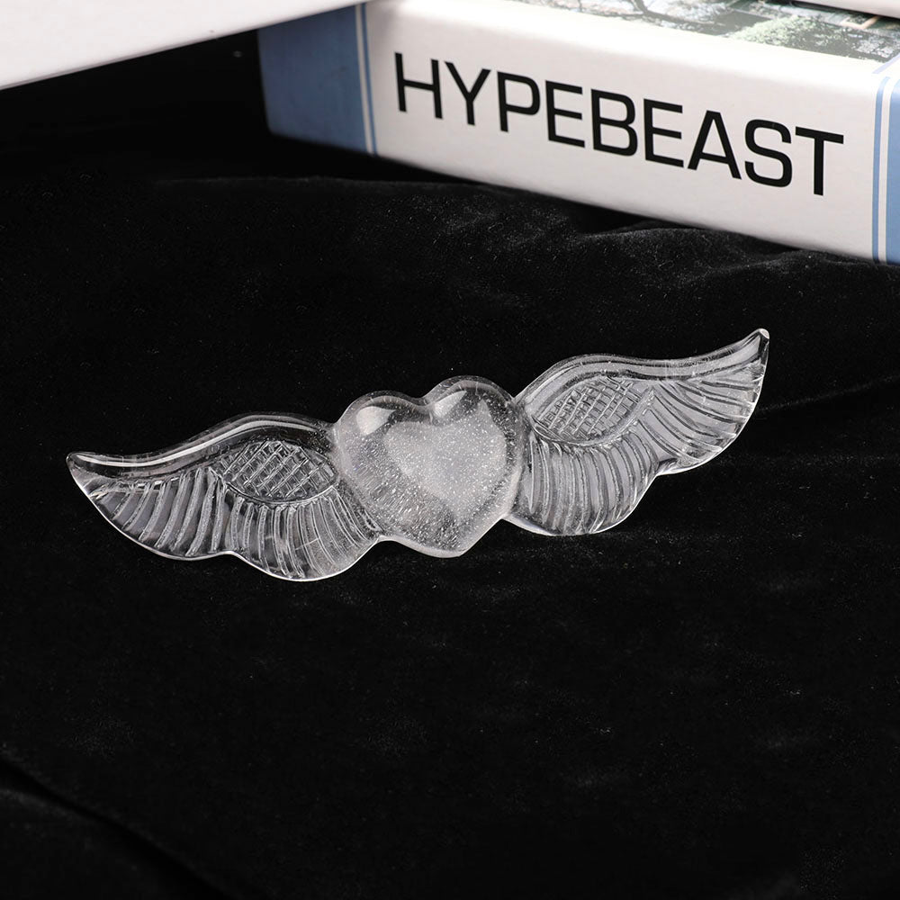 Clear Quartz Winged Heart Crystal - 5.25in Crystal Heart
