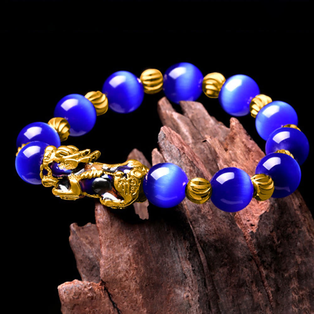 Color Change PiXiu Bracelet with Chrysoberyl Cats Eye