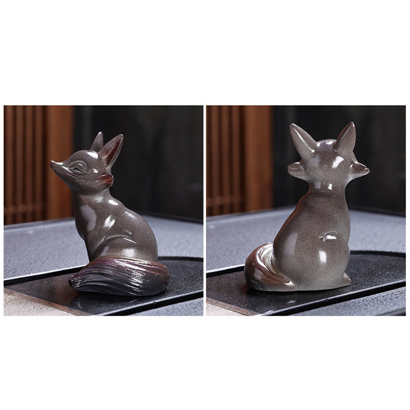 Color Changing Fox Tea Pet Resin Figurine | Zen Decor