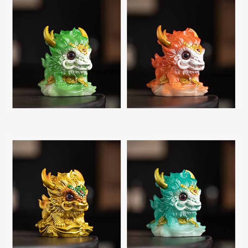 Color Changing Kirin Resin Spiritual Statue | Home Zen Decor
