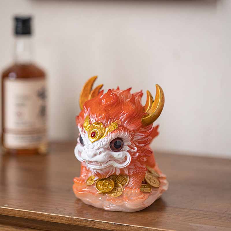 Color Changing Kirin Resin Spiritual Statue | Home Zen Decor