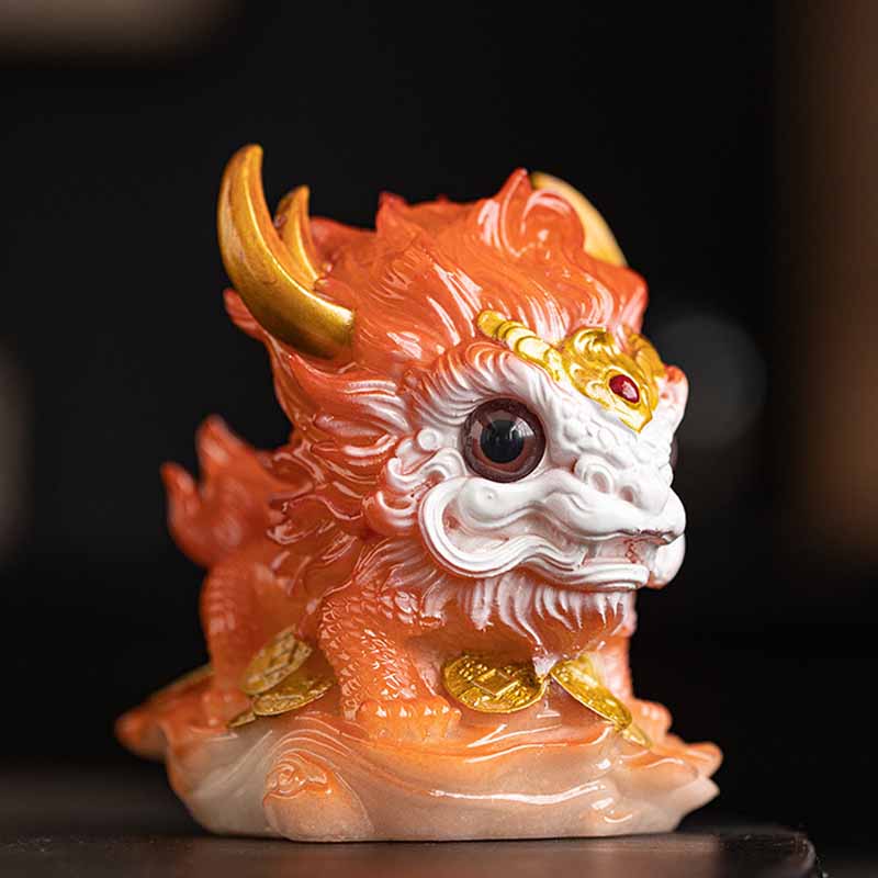 Color Changing Kirin Resin Spiritual Statue | Home Zen Decor