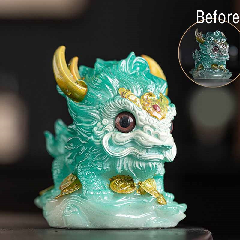 Color Changing Kirin Resin Spiritual Statue | Home Zen Decor