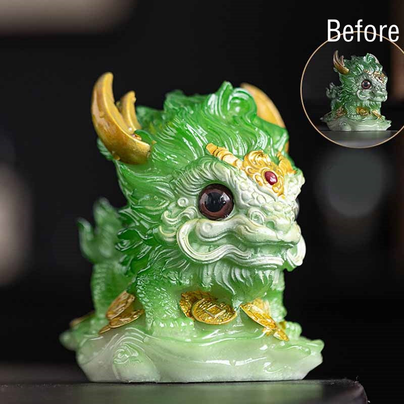 Color Changing Kirin Resin Spiritual Statue | Home Zen Decor