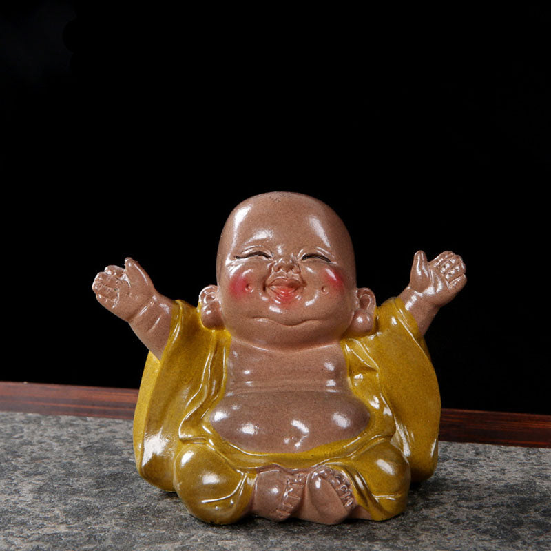 Color Changing Laughing Buddha Resin Tea Pet