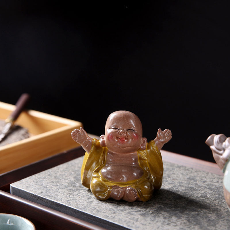 Color Changing Laughing Buddha Resin Tea Pet