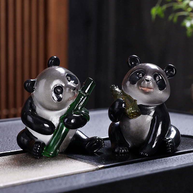 Color Changing Panda Bamboo Resin Tea Pet Figurine