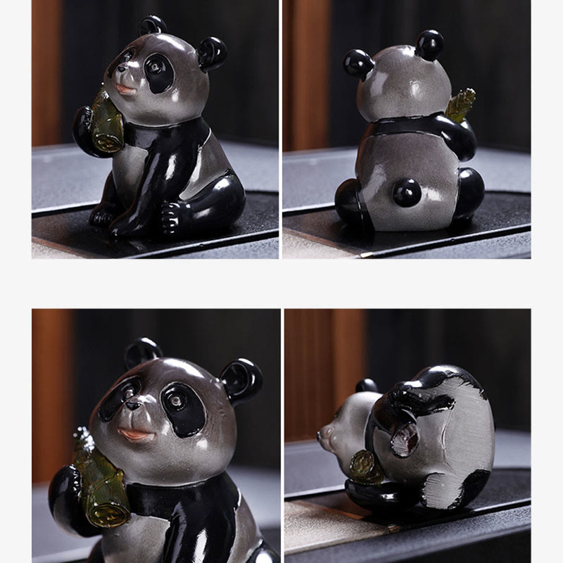 Color Changing Panda Bamboo Resin Tea Pet Figurine
