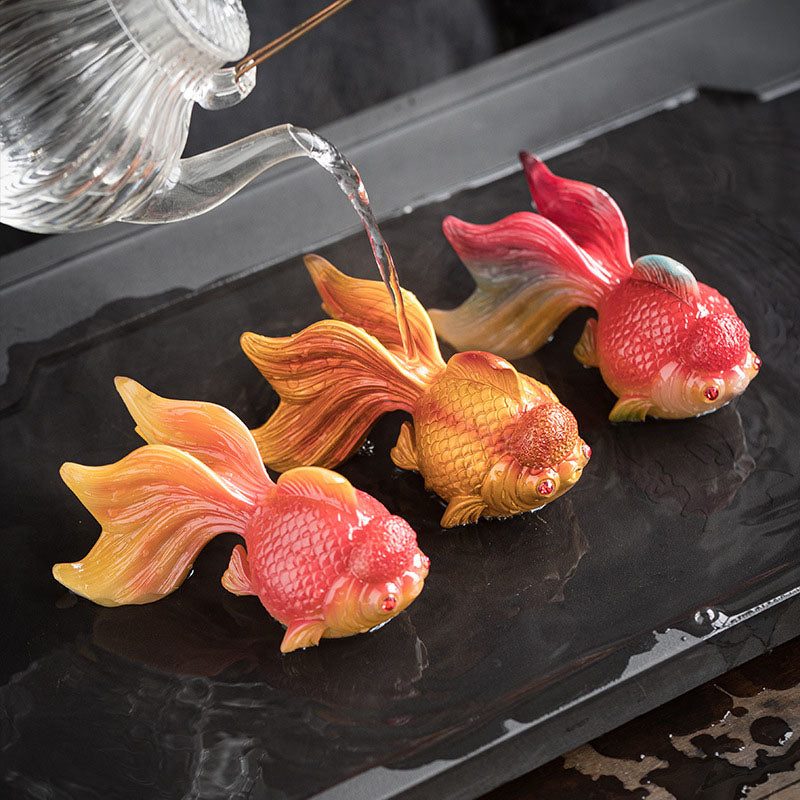 Color Changing Resin Koi Fish Figurine for Wealth & Luck