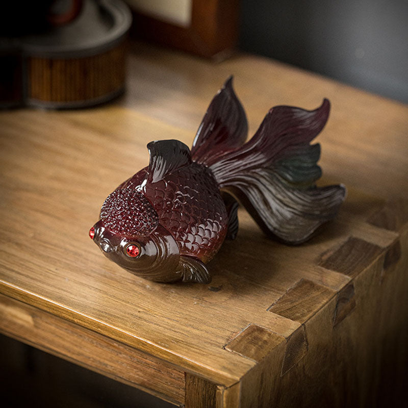 Color Changing Resin Koi Fish Figurine for Wealth & Luck