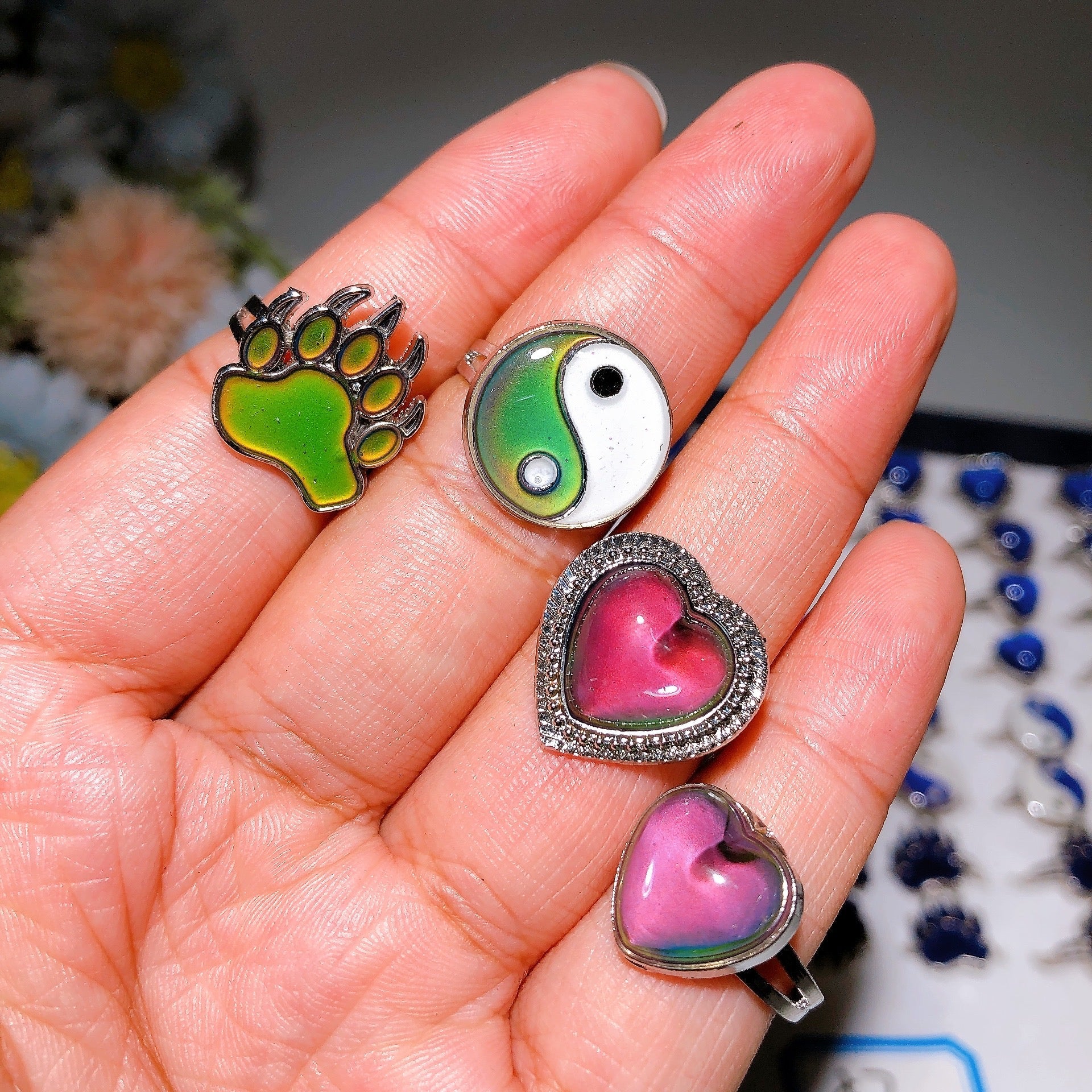 Color Changing Yin Yang Ring and Necklace for Healing and Balance