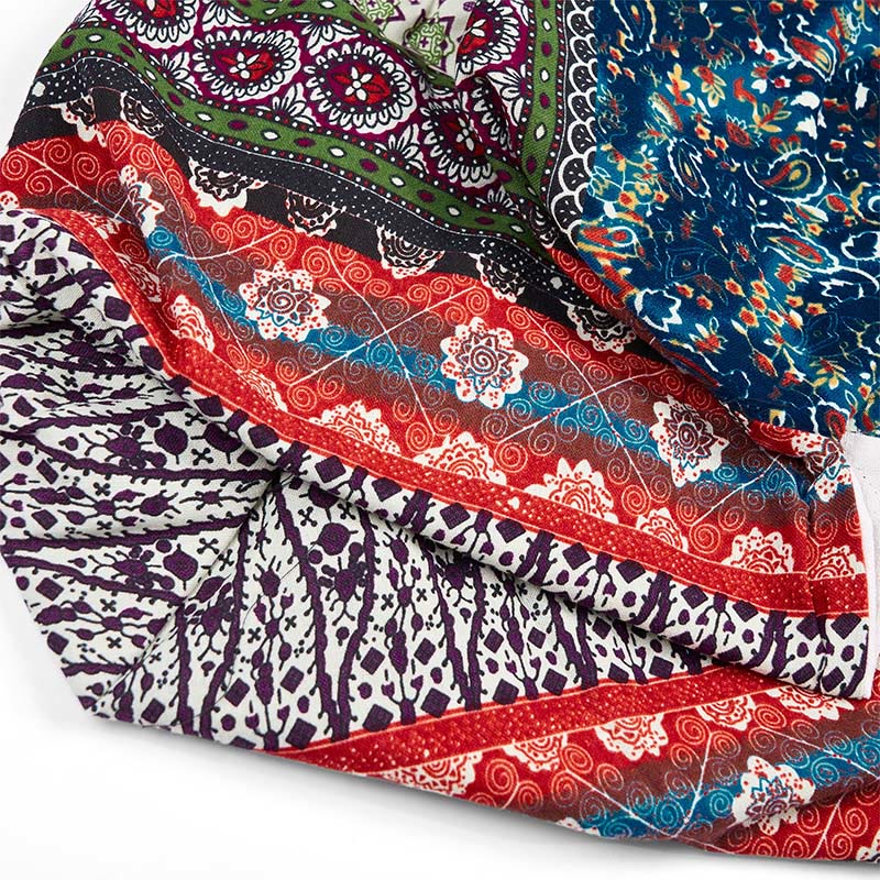 Colored Stripes Cotton Shoulder Bag for Yoga Essentials