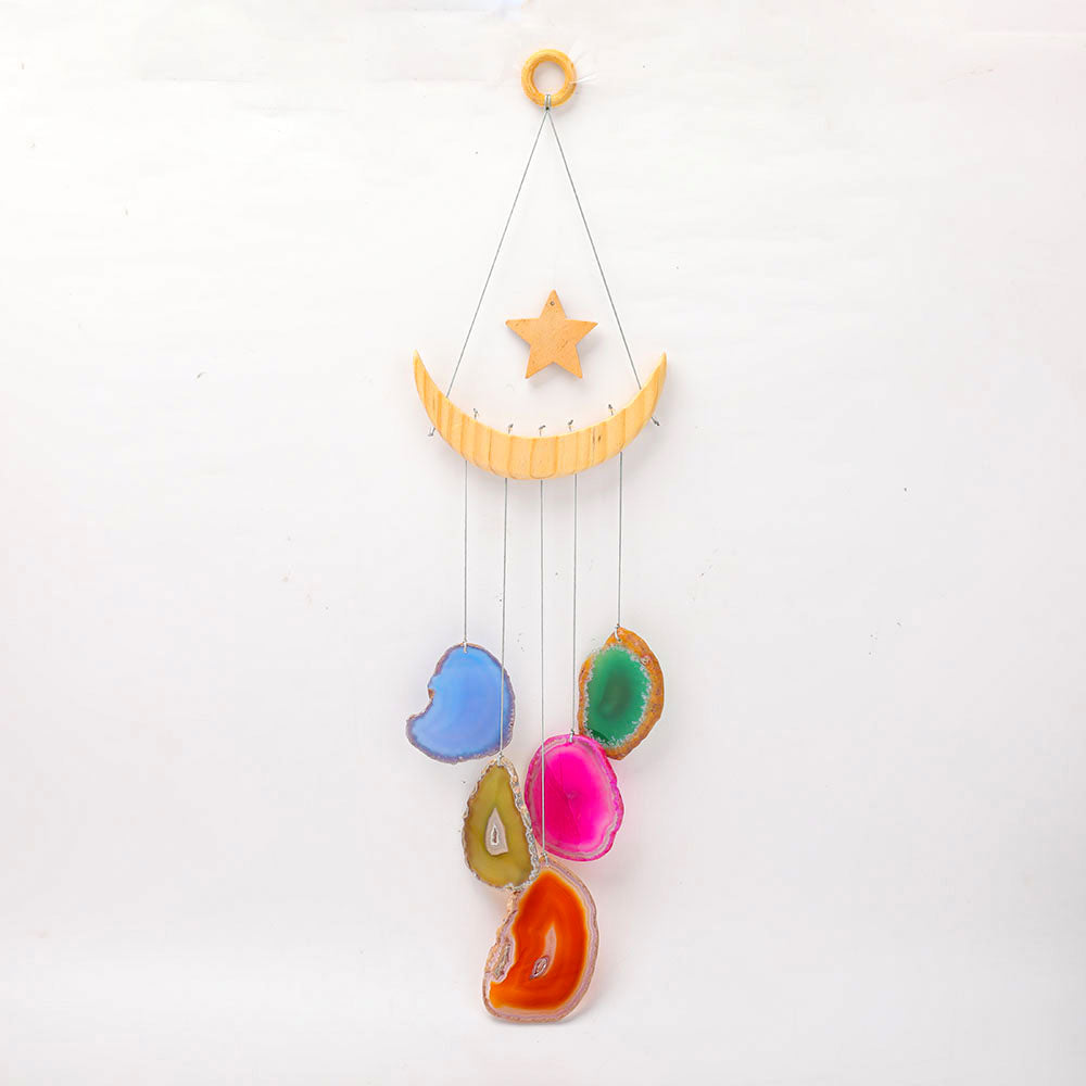 Colorful Agate Wind Chimes 40cm Crystal Decor