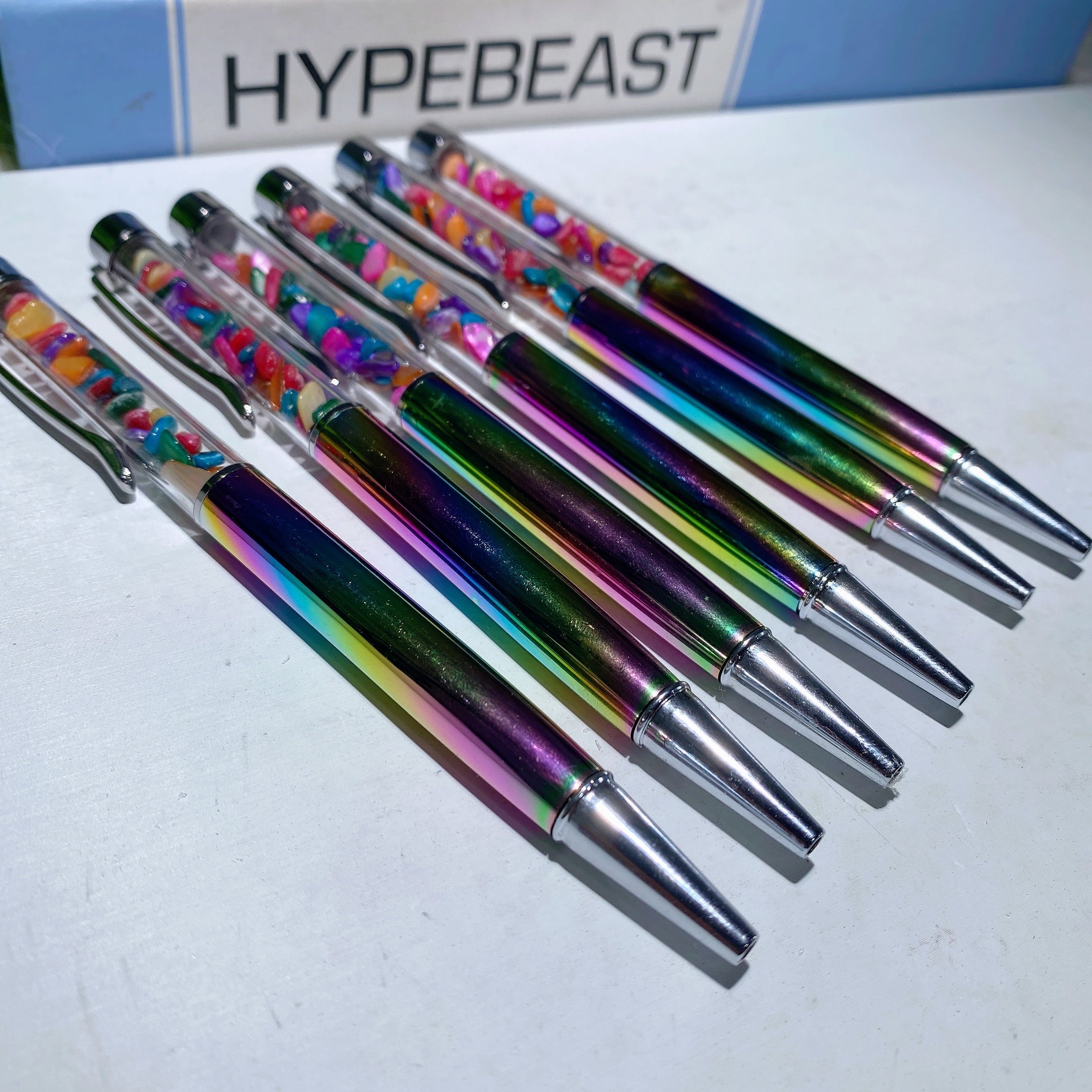 Colorful Aura Crystal Chips Healing Pen 5.5 Inch