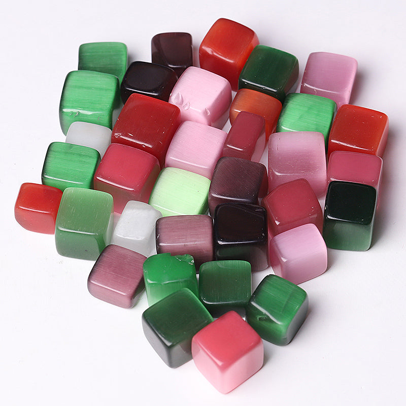 Colorful Cat Eye Tumbled Stones Cubes 15-20mm