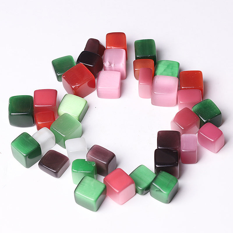 Colorful Cat Eye Tumbled Stones Cubes 15-20mm