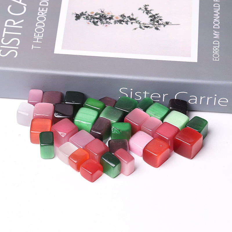 Colorful Cat Eye Tumbled Stones Cubes 15-20mm