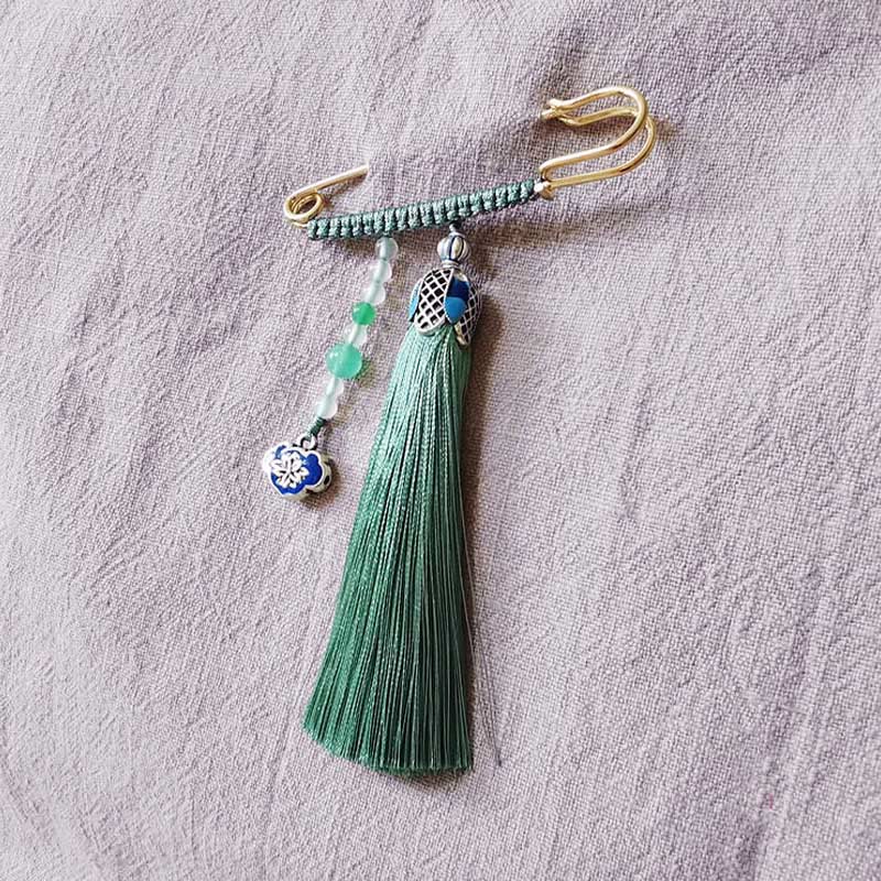 Colorful Chalcedony Beads Tassels Brooch for Positive Energy