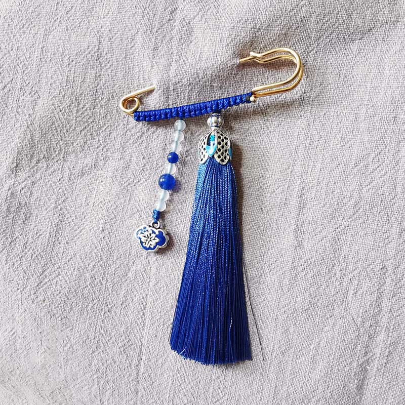 Colorful Chalcedony Beads Tassels Brooch for Positive Energy