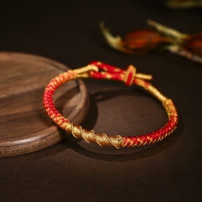 Colorful Gold Thread Tibetan Dragon Scale Knot Red String Bracelet