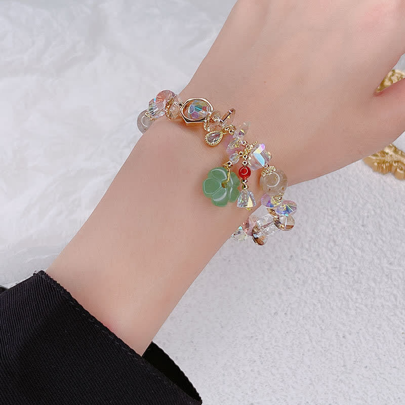 Colorful Green Aventurine Luck Bracelet | Gemstone Flower Beads