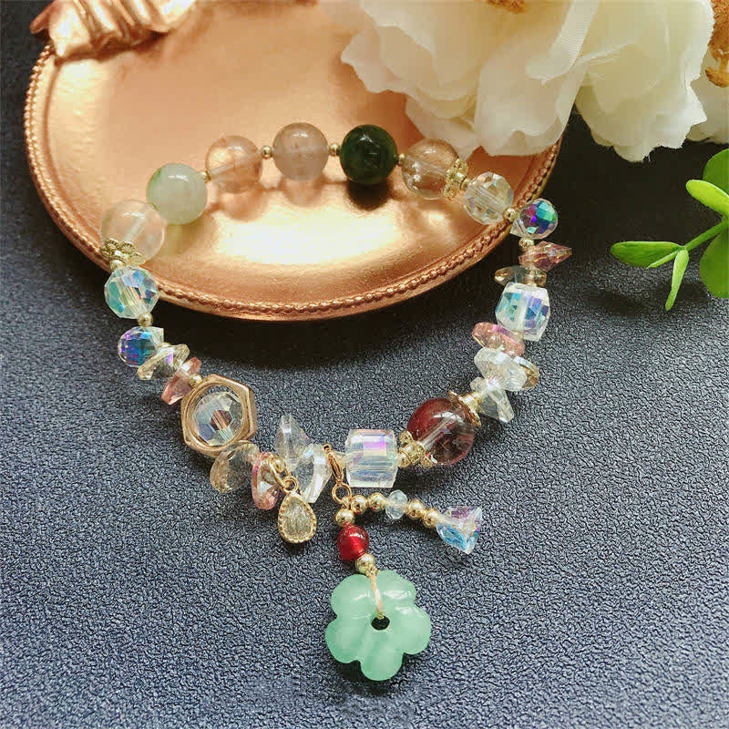 Colorful Green Aventurine Luck Bracelet | Gemstone Flower Beads