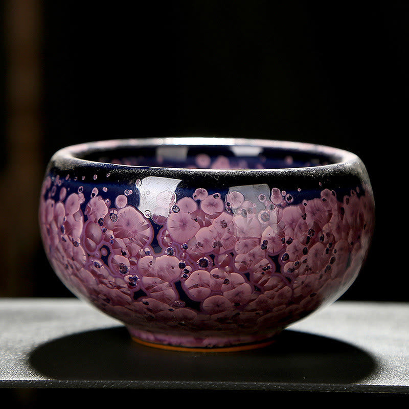 Colorful Iris Flowers Jian Zhan Teacup 110ml Ceramic