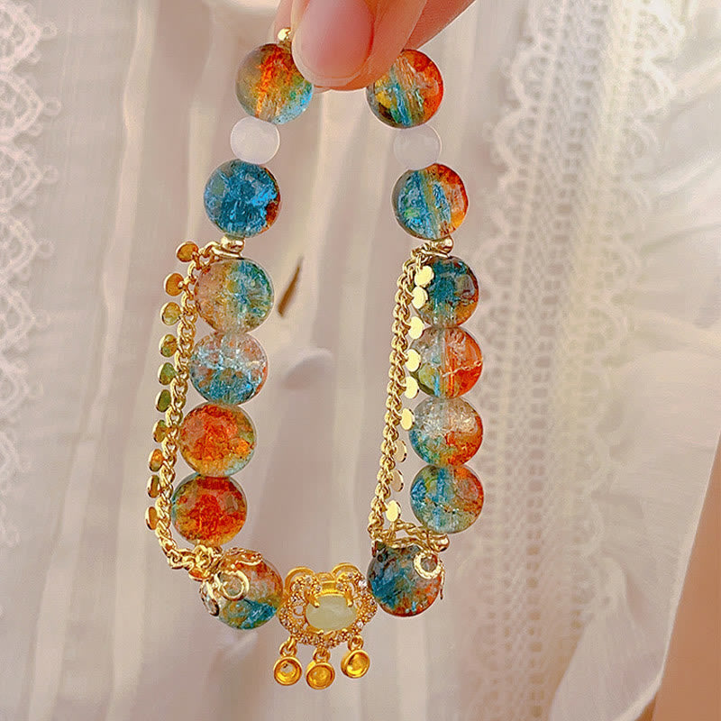 Colorful Liuli Glass Bead Spiritual Protection Bracelet