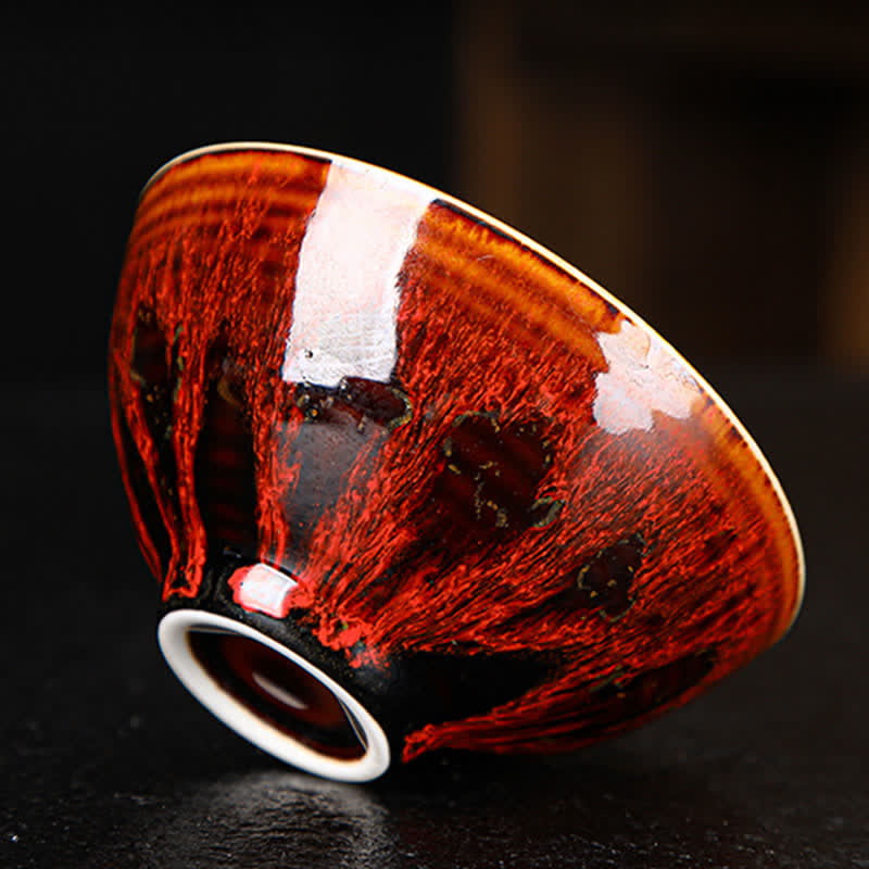 Colorful Maple Leaf Ceramic Teacup 110ml for Cozy Tea