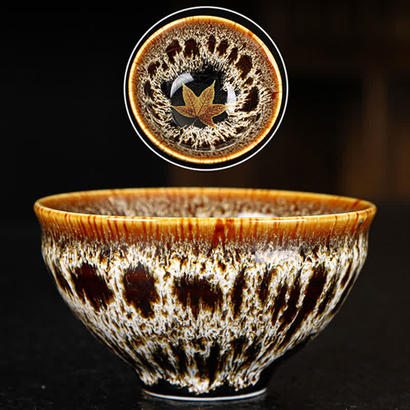 Colorful Maple Leaf Ceramic Teacup 110ml for Cozy Tea