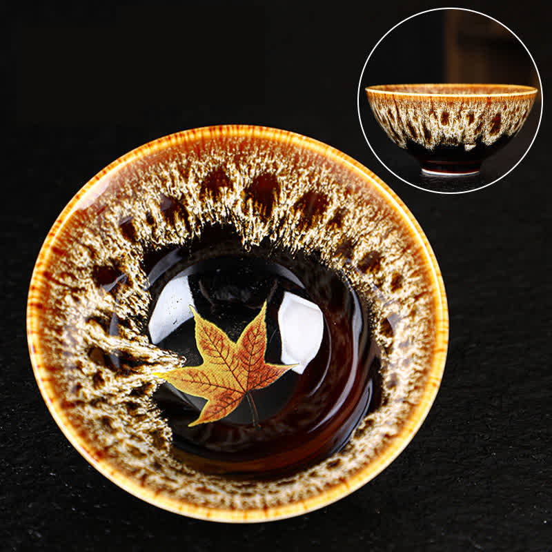 Colorful Maple Leaf Ceramic Teacup 110ml for Cozy Tea