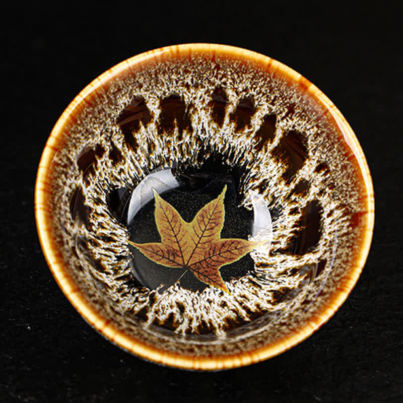 Colorful Maple Leaf Ceramic Teacup 110ml for Cozy Tea