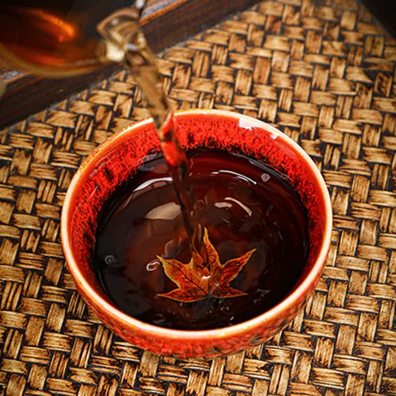 Colorful Maple Leaf Ceramic Teacup 110ml for Cozy Tea