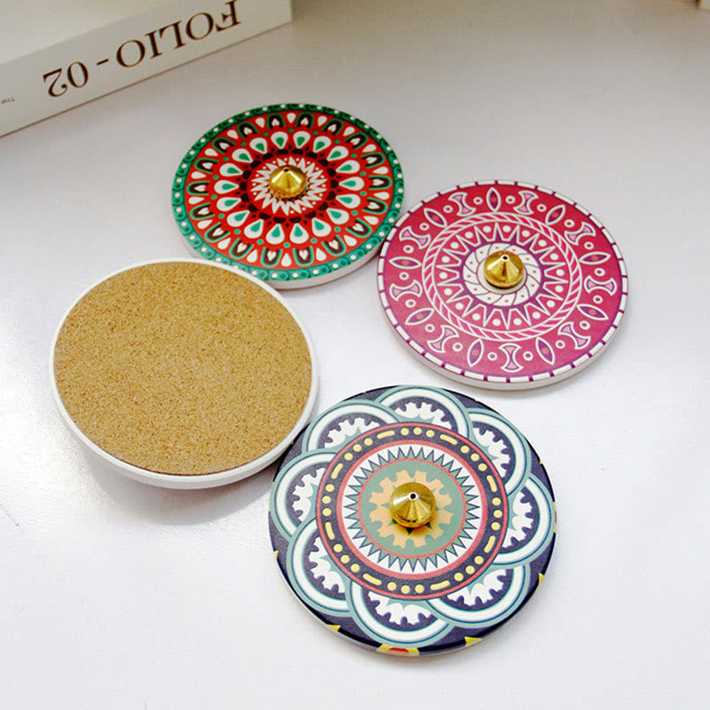 Colorful Pattern Ceramic Incense Stick Burner 10cm