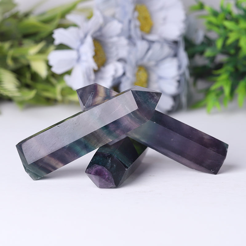 Colorful Rainbow Fluorite Crystal Tower Point 2.4-4.5 Inch