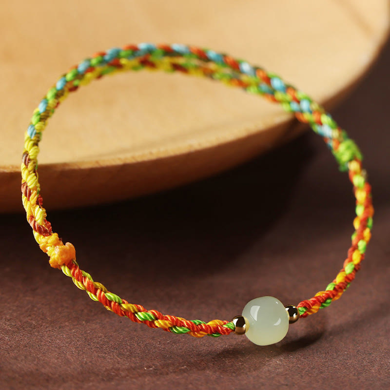 Colorful Rope Jade Bracelet for Abundance and Luck 5x6mm Beads