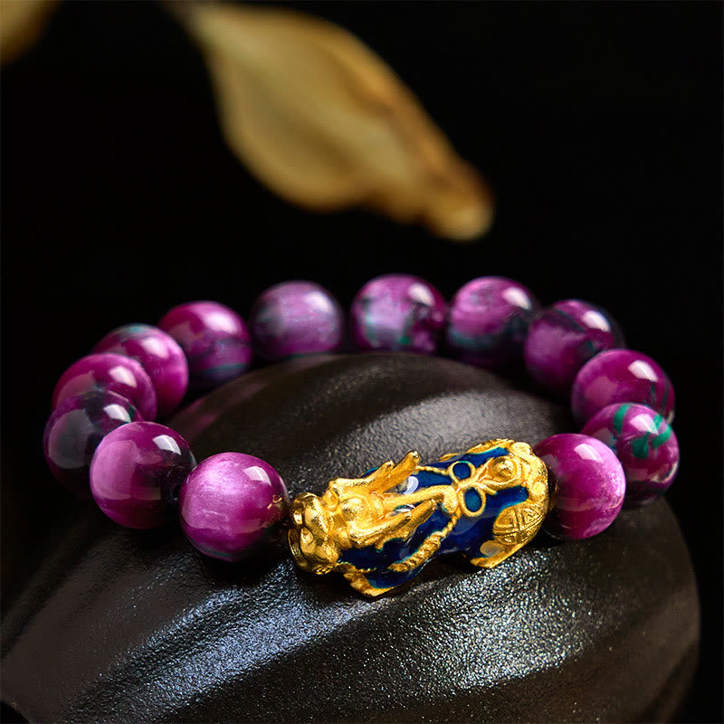 Colorful Sea Willow PiXiu Bracelet 12mm Wrist 15-18cm Unisex