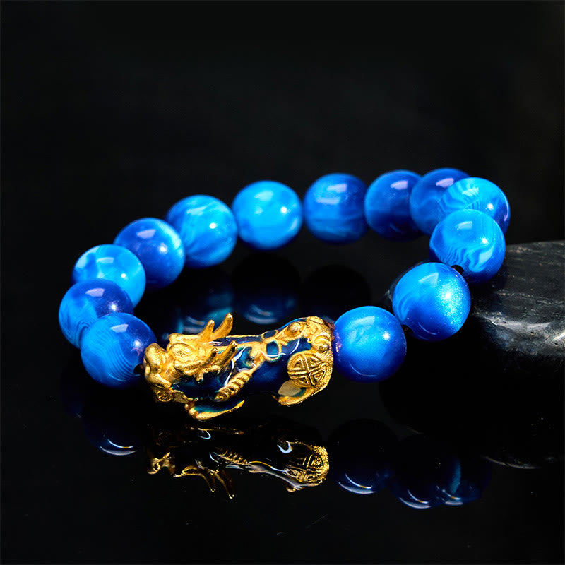 Colorful Sea Willow PiXiu Bracelet 12mm Wrist 15-18cm Unisex