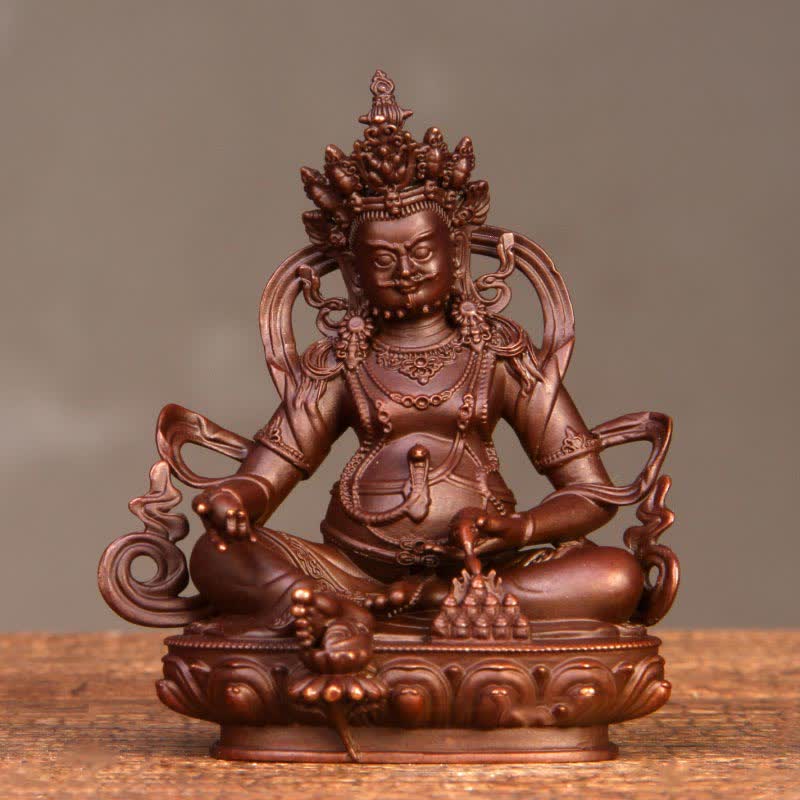 Compact Copper Buddha Statue | Yellow Jambhala Bodhisattva 7cm