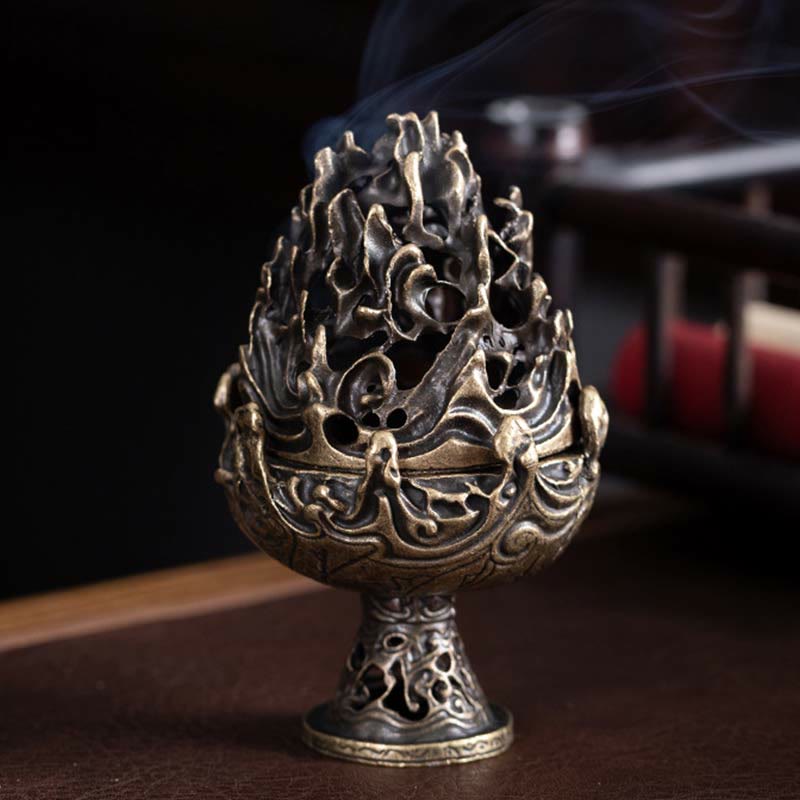 Copper Alloy Tibetan Incense Burner 4.5cm Mini Meditation