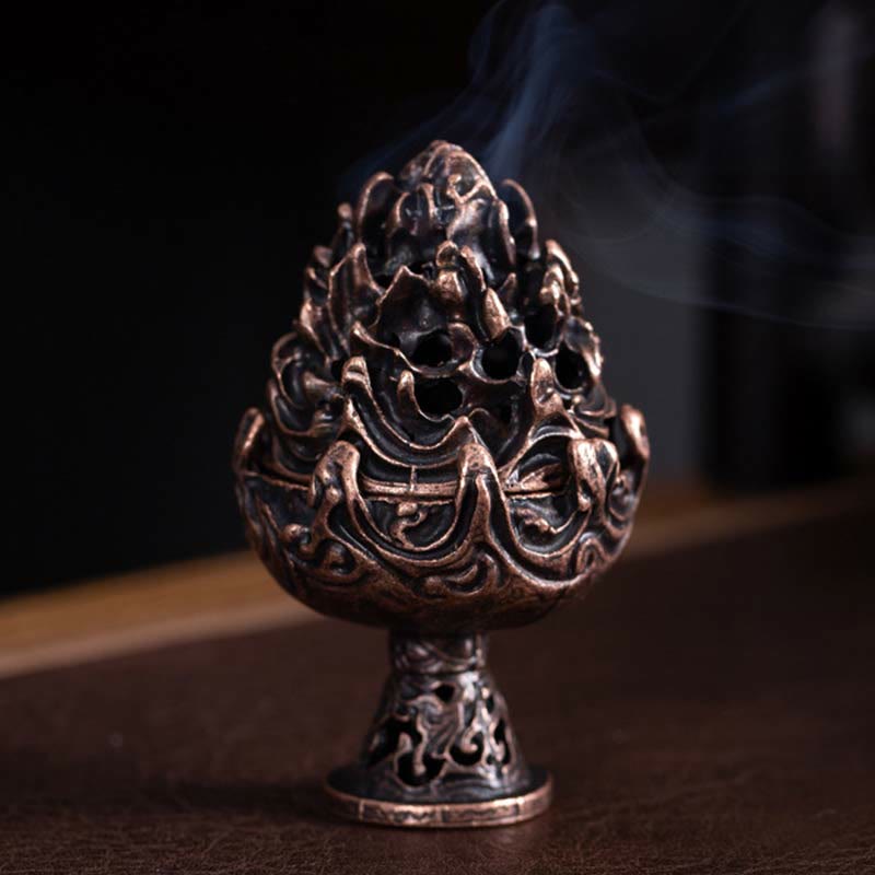 Copper Alloy Tibetan Incense Burner 4.5cm Mini Meditation