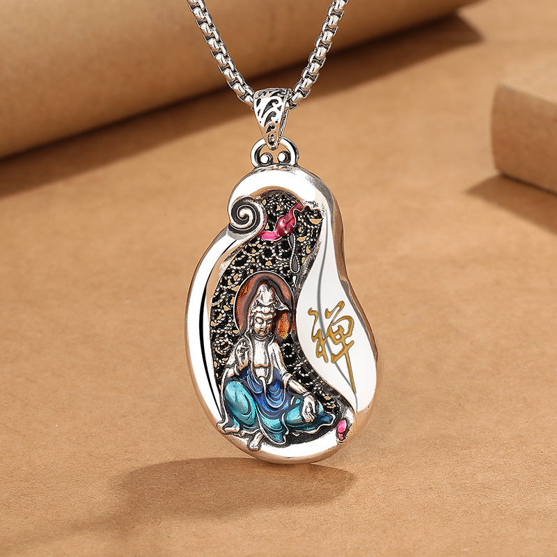 Copper Avalokitesvara Lotus Wealth Necklace for Spiritual Growth