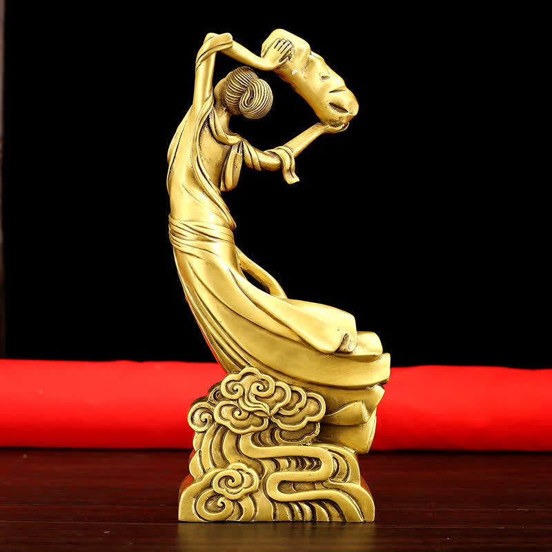 Copper Bodhisattva Nuwa Protection Statue 11x8x27cm