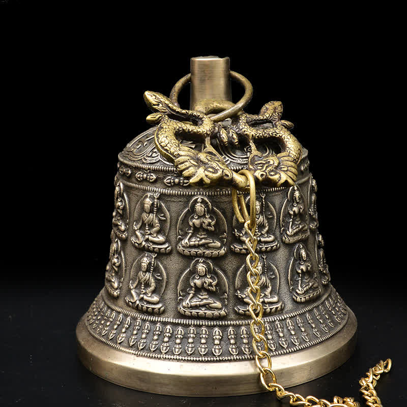 Copper Buddha Dragon Wind Chime Bell 15.5x20.5cm Zen Decor
